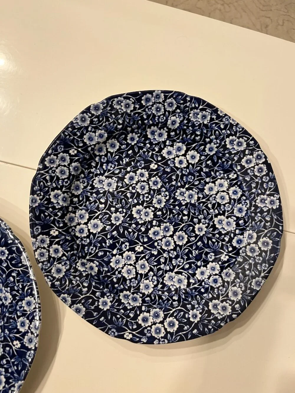 Calico Blue dinner plates -Crownford China (Staffordshire, England) (SET OF TWO)